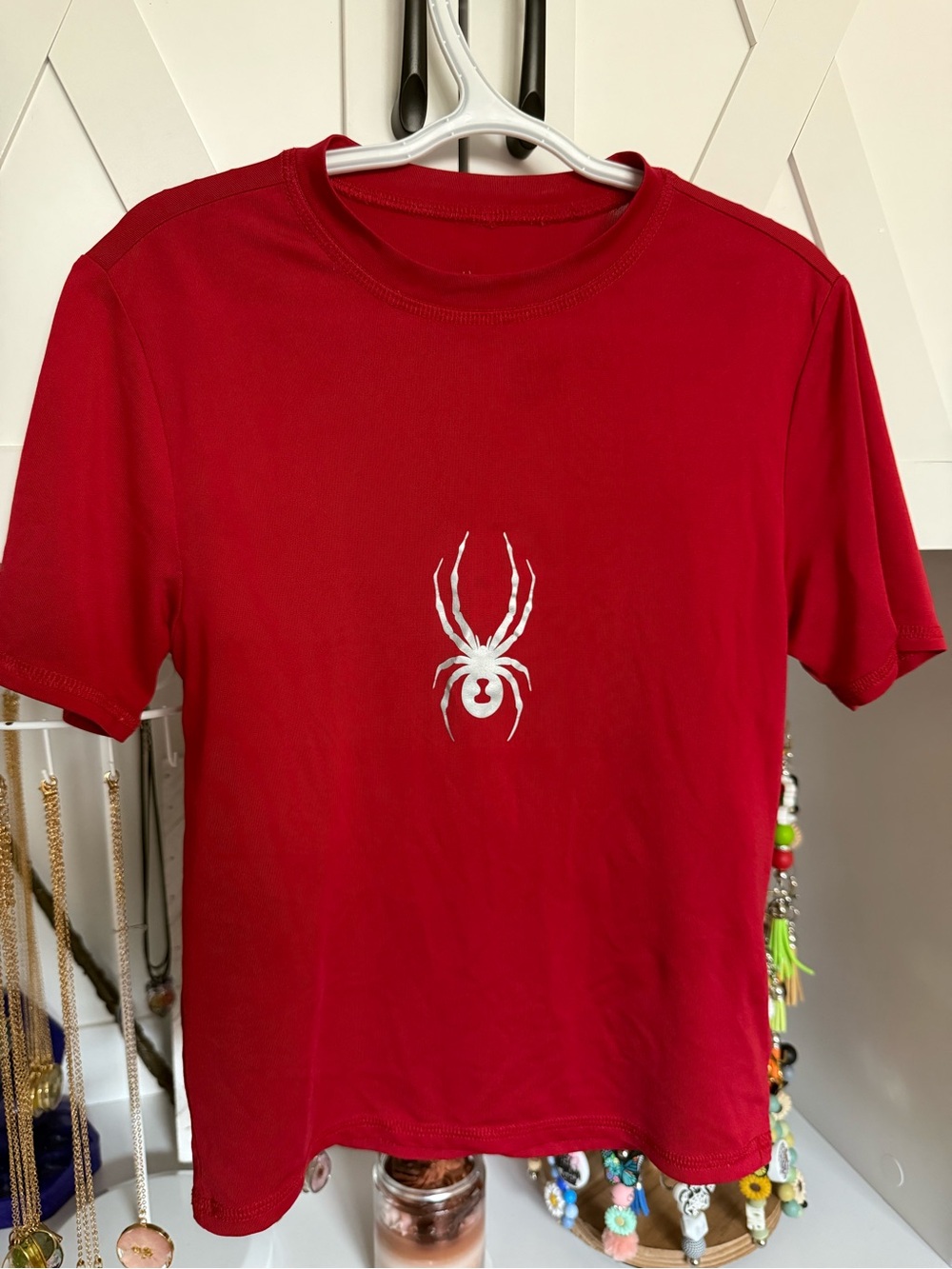 Spyder Red Short-Sleeve Kids Tee with White Spider Emblem